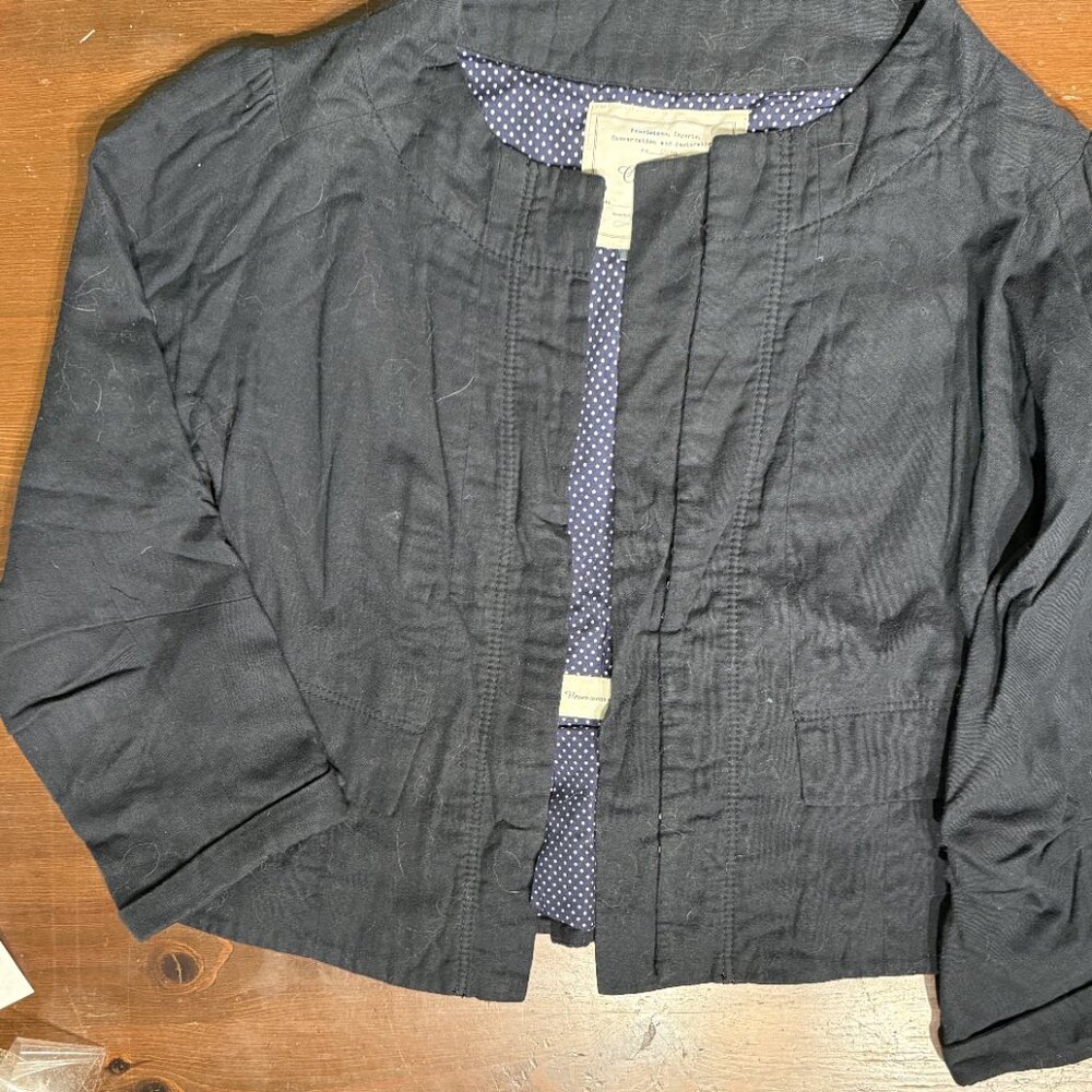 Cartonnier Black Jacket with Polka Dot Lining Women Size 12